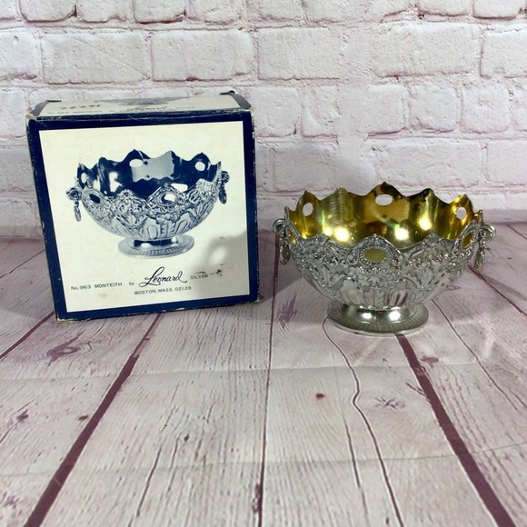 Vintage Other - Vintage Leonard No. 963 Monteith Ornate Silver Bowl with Box - Japan